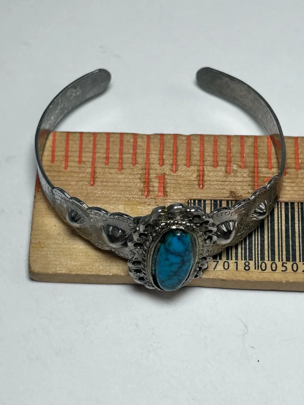 Southwestern Style Silver Toned Turquoise Cuff Bracelet